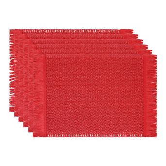 Set of 6 Woven Placemats for Dining Table Decor Washable Kitchen Table Mat with Tassel 17.7*11.8inch