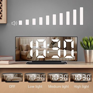 Digital Alarm Clock Large LED Display, Dual Alarms, USB Charging Ports for Bedroom 6.5"x1.6"x3.0"