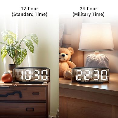 Digital Alarm Clock Large LED Display, Dual Alarms, USB Charging Ports for Bedroom 6.5"x1.6"x3.0"