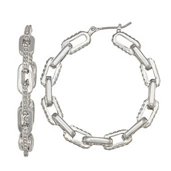 Simply Vera Vera Wang Jet Tone Chain Hoop Earrings