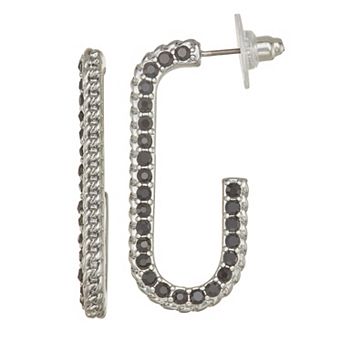 Simply Vera Vera Wang Jet Tone Elongated Hoop Earrings