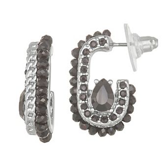 Simply Vera Vera Wang Jet Tone Stone Hoop Earrings