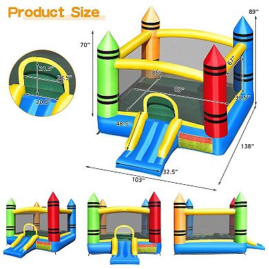 Kids Inflatable Bounce House with Slide, Blower Included, Ocean Balls Not Included