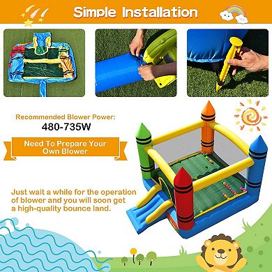 Kids Inflatable Bounce House with Slide, Blower Included, Ocean Balls Not Included