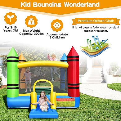 Kids Inflatable Bounce House with Slide, Blower Included, Ocean Balls Not Included