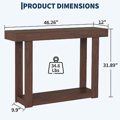 Wooden Console Table,46 Inch Narrow Console Table for Entryway, Farmhouse Rectangular Accent Table