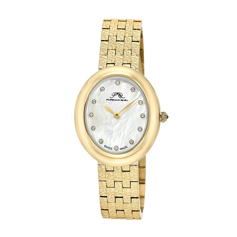 Porsamo Bleu Angelica Women's 30mm Oval Mother-of-Pearl Dial Bracelet Watch - 1341AANS, Gold Tone