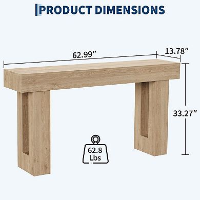 63" Long Narrow Rectangular Console Table, Farmhouse Wood Entryway Table for Hallway, Foyer