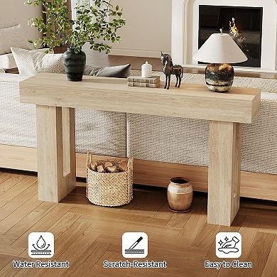 63" Long Narrow Rectangular Console Table, Farmhouse Wood Entryway Table for Hallway, Foyer