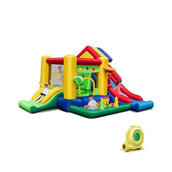 Inflatable Bounce Castle with Double Slides and 735W Blower