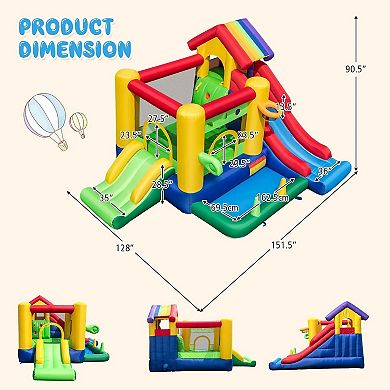 Inflatable Bounce Castle with Double Slides and 735W Blower