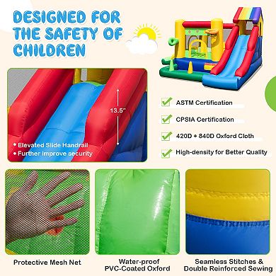 Inflatable Bounce Castle with Double Slides and 735W Blower