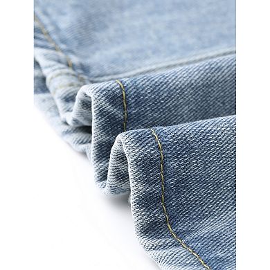 Denim Maxi Skirt for Womens Elasticated Waist Washed A Line Long Jean Skirt