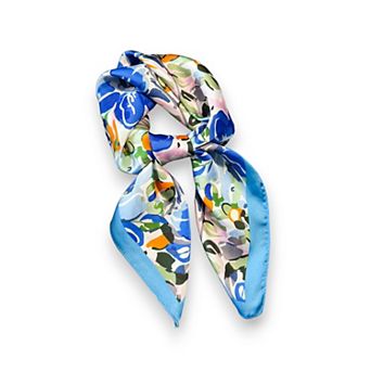 Women's Abstract Floral Scarf with Vibrant Watercolor Print 27×27 Inches