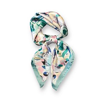 Women's Abstract Floral Scarf with Vibrant Watercolor Print 27×27 Inches