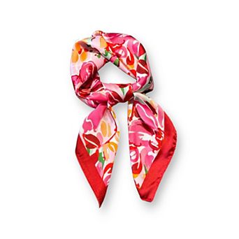 Women's Abstract Floral Scarf with Vibrant Watercolor Print 27×27 Inches