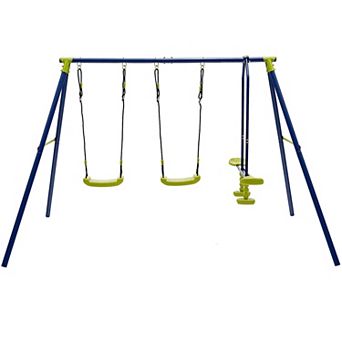 Kids Outdoor Swing Set with 2 Swings and Glider, Holds 4 Children