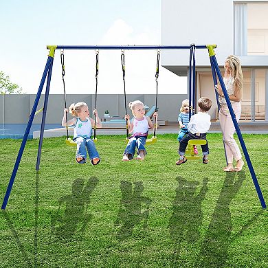 Kids Outdoor Swing Set with 2 Swings and Glider, Holds 4 Children