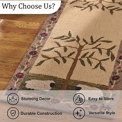 Park Designs Willow & Sheep Hooked Indoor Rug Runner 2' x 6'
