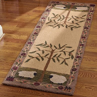 Park Designs Willow & Sheep Hooked Indoor Rug Runner 2' x 6'