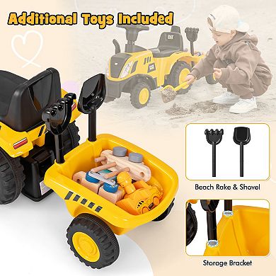 Kids Ride on Tractor Licensed Caterpillar with Detachable Trailer No Power
