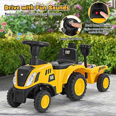 Kids Ride on Tractor Licensed Caterpillar with Detachable Trailer No Power