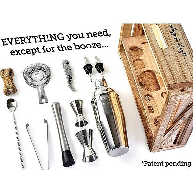 Mixology & Craft 11-Piece Bartender Kit with Wood Stand
