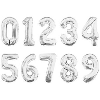 16 Inch Number Foil Balloons 09 Custom Digit Set, Pack of 10
