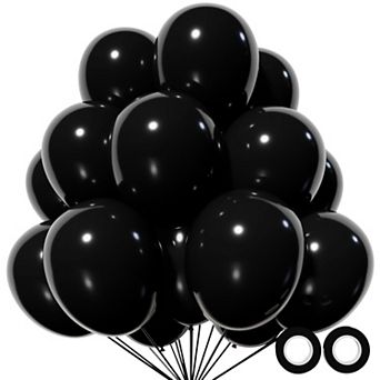 110 pc Black 12 Inch Latex Balloons for Birthday Party Baby Shower and Wedding with Ribbons