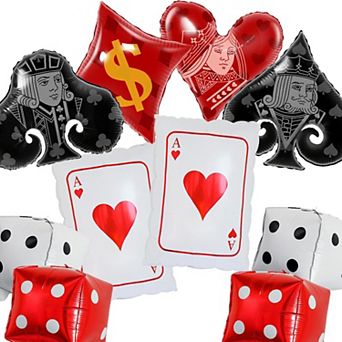 14 pc Casino-Themed Balloon Set with Dice and Card Suit Decorations