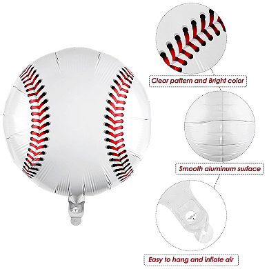 12 Pieces 18 Inch Baseball Foil Balloons for Baseball Themed Party Birthday Decorations