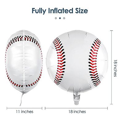 12 Pieces 18 Inch Baseball Foil Balloons for Baseball Themed Party Birthday Decorations