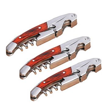 Professional Waiter Corkscrew Set of 3 with Long Rosewood Handles