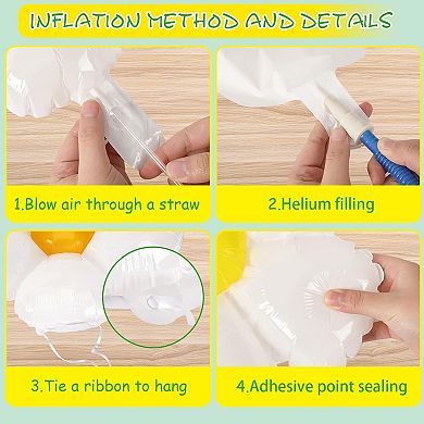 18 Pcs Daisy Flower Balloons for Birthday Wedding Baby Shower with Huge Medium and Small Sizes