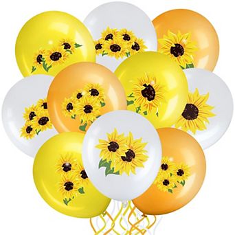 45 pc Sunflower Balloons in Yellow and White for Honeybee Themed Summer Party Decorations