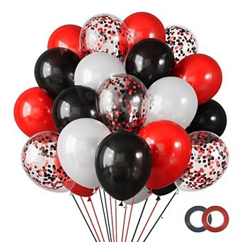 65 pc Red Black White Balloons Kit With Confetti Balloons And Ribbons For Birthday Wedding Graduat