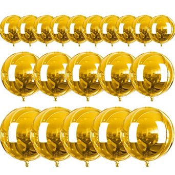 20 pc Metallic Gold Foil Balloons in Various Sizes for Graduation Birthday Baby Shower Decor