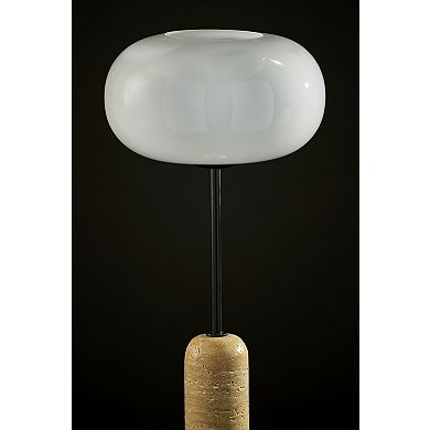 ADESSO Byron Table Lamp with Stone Base and Glass Shade