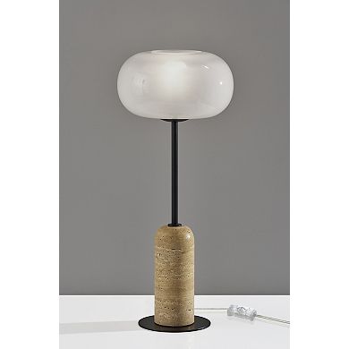 ADESSO Byron Table Lamp with Stone Base and Glass Shade