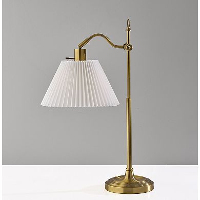 ADESSO Derby Table Lamp with Adjustable Arm and Pleated Shade