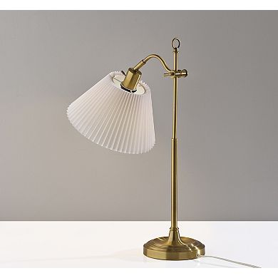 ADESSO Derby Table Lamp with Adjustable Arm and Pleated Shade