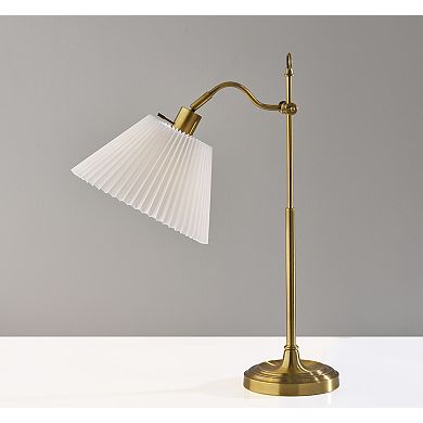 ADESSO Derby Table Lamp with Adjustable Arm and Pleated Shade