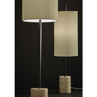 ADESSO Eleanor Table Lamp with Ribbed Shade and Stone Base
