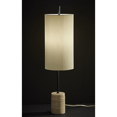 ADESSO Eleanor Table Lamp with Ribbed Shade and Stone Base
