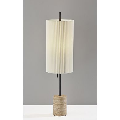 ADESSO Eleanor Table Lamp with Ribbed Shade and Stone Base