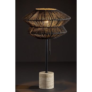 ADESSO Gardner Table Lamp with Unique Textured Shade and Stone Base