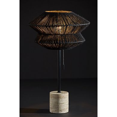 ADESSO Gardner Table Lamp with Unique Textured Shade and Stone Base