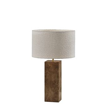 ADESSO Frederick Table Lamp with Textured Shade and Wood Base