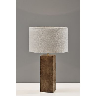 ADESSO Frederick Table Lamp with Textured Shade and Wood Base