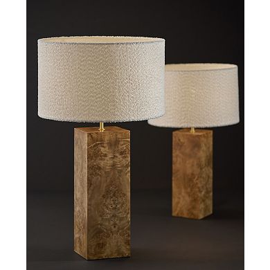 ADESSO Frederick Tall Table Lamp with Textured Shade and Wood Base